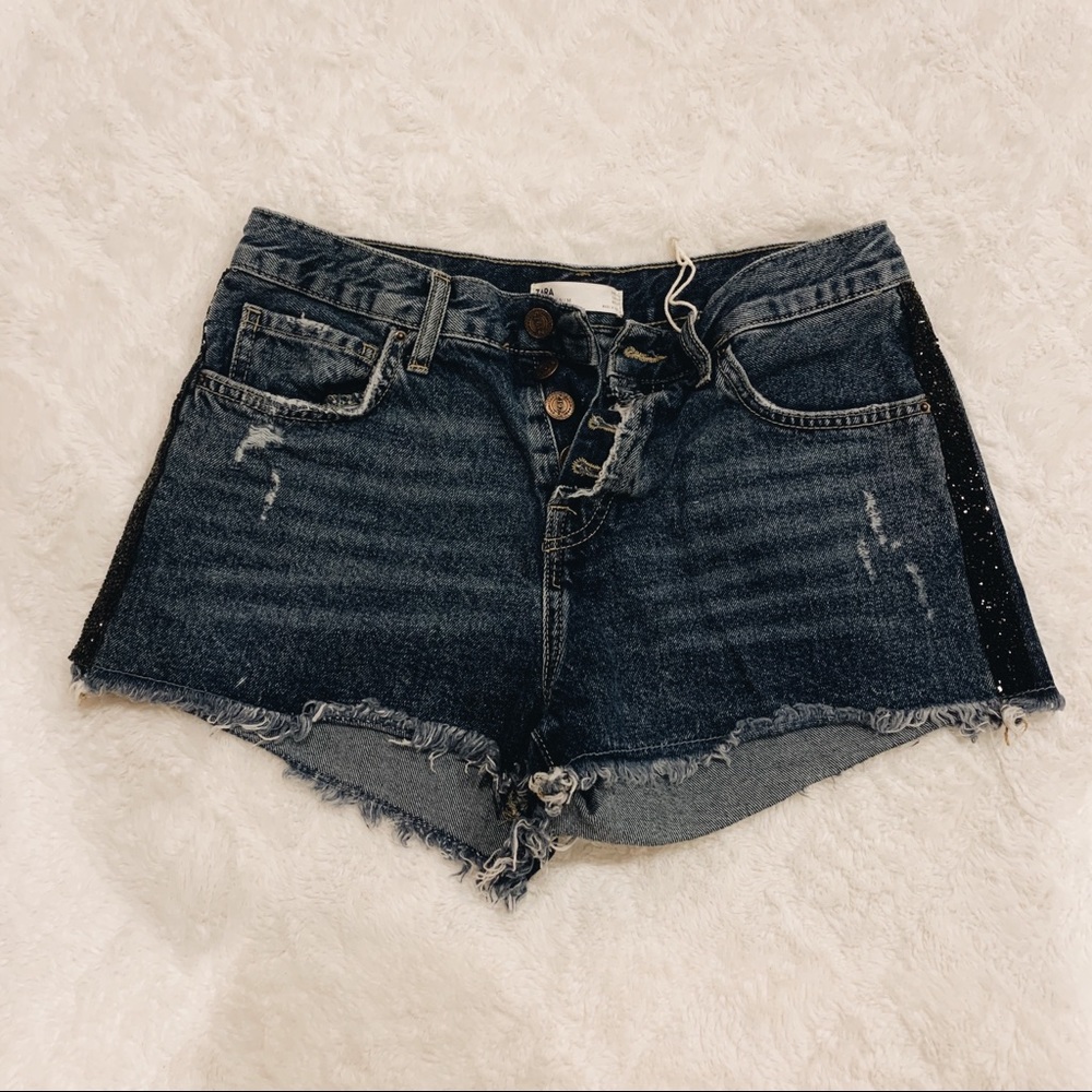 Zara Dark Wash High Waisted Denim Shorts